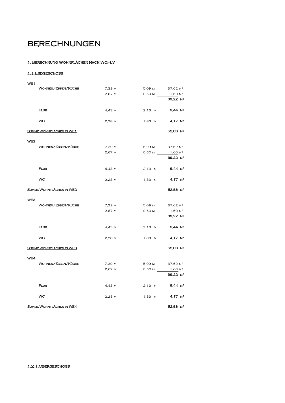 Berechnung Wohnfläche / Nutzfläche